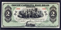 1873 $2 South Carolina Rail Road Ticket