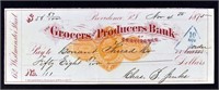 1875 Grocers And Producers Bank Cancelled Check