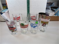 8 Vtg Budweiser & Bud Light Beer Glasses 5&3/4"