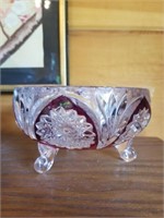 Vintage Bohemian Czech Footed Glass Candy Bowl