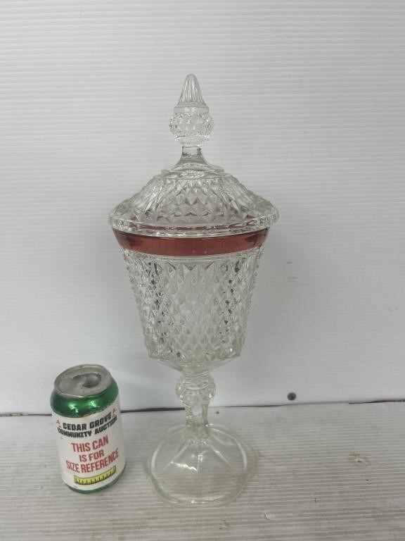 Tall pedestal glass candy dish