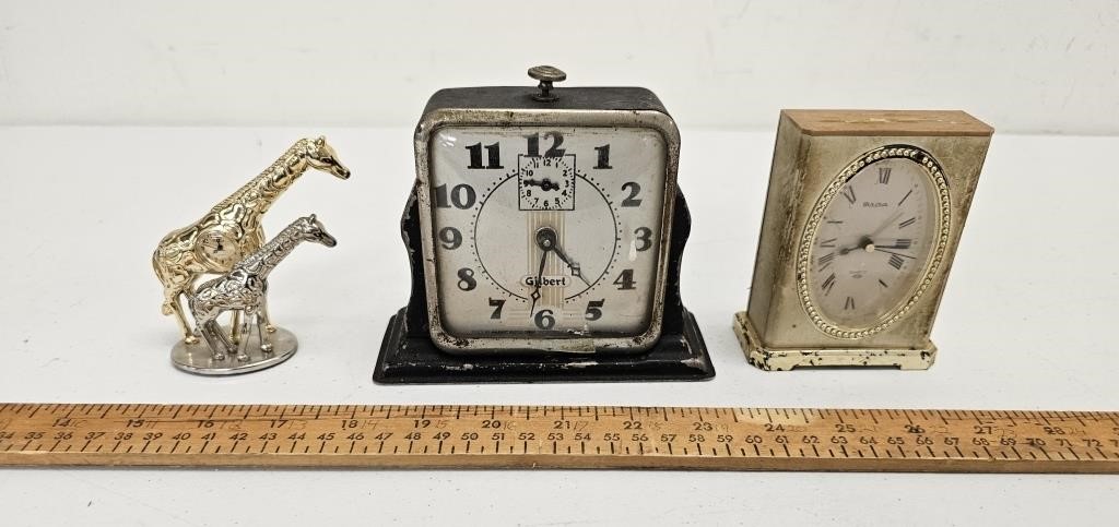 (3) Clocks including Gilbert Bulova / Elgin