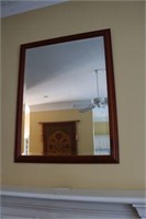 Wood Frames Beveled Mirror Over Fireplace