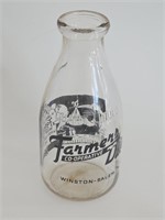 VTG FARMERS CORP. DAIRY BOTTLE FROM WINSTON SALEM