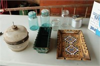 Kerosene Jar, Blue Jars, etc