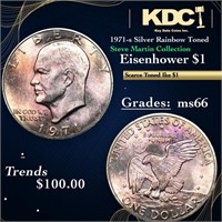 1971-s Silver Eisenhower Dollar Rainbow Toned Stev