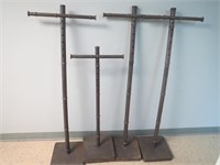 4 Curved Bamboo Metal T Poles Perches