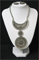 Large Modernist Statement Necklace & Earrings Set