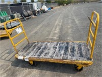 Metal Platform cart, wood top,6'X3',2 handles