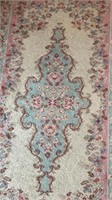 Karistan Rug (Cream, Light Teal, Rose): 26" x 48"