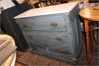 3 drawer painted chest w/ marble top