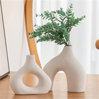 2 Pack White Ceramic Vase