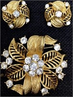 Vintage Gold Brooch and Earrings