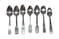 Group of 7 Coin Silver Spoons