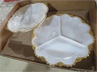 ANCHOR HOCKING MILK GLASS GRAPE FOOTED BOWL &