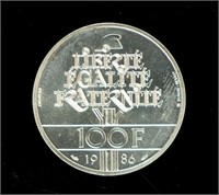 Coin 1986 France 100 Francs Silver in BU