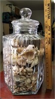 Large Glass Vessel Filled w Seashells