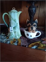 Chocolate tea pot, & dog in mug