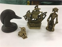 Brass Pieces & Wood Duck Head Paper Weight