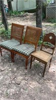 3 vintage cane chairs, 2 cane back dining chairs