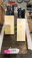 Two  knife sets in blocks