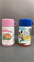 2pc Vtg Aladdin Disney Thermos Bottles