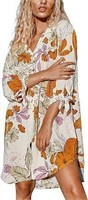 XXL Floral Shirt Beach Cover Up Dress 3/4