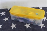 Sewing Supplies in Storage Tote