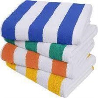 4 PCS UTOPIA TOWELS CABANA STRIPE BEACH TOWELS 30