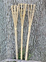(3) Bamboo Tiki Torch Stands