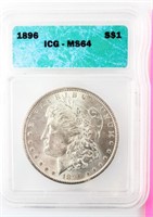 Coin 1896  Morgan Dollar ICG MS64