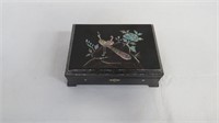 Vintage Black Lacquer Mother of Pearl Box
