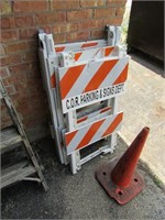 Parking barricades and cone.