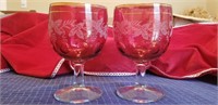 (2) Red Glass Goblets