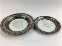 (2) sterling & cut glass dishes