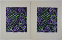 LOT 2 ABSTRACT LITHOGRAPHS PRINTED ON HEAVY PAPER