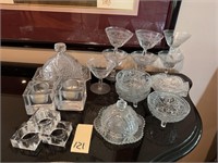 Glassware Items & Crystal Napkin Rings