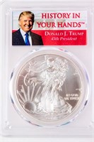 Coin Donald Trump Silver Eagle .999 PCGS