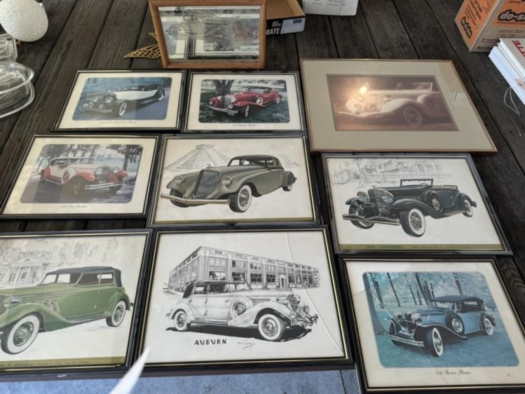 Large Lot of Automobile Framed Photos