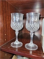 2 PC CUT GLASS CRYSTAL GOBLETS