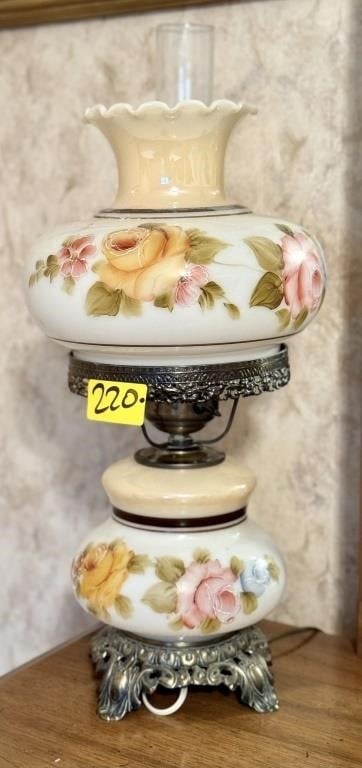 Vintage Floral Hurricane Lamp