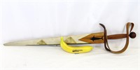 Vintage Hand-Carved Inlaid Wooden Sword
