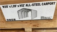 20' W x 20L x 12' Tall Steel Carport