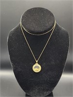 Vintage Gold Nugget Filled Glass Pendant knecklace