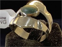 Sterling & Malachite ring, size 10