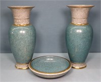 3pc. Royal Copenhagen Crackled Glaze Porcelain