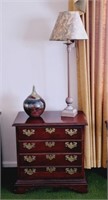 4 Drawer Chest, Lamp, Pottery, Clocks