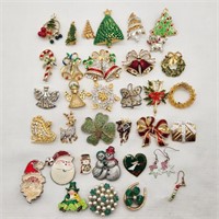 HOLIDAY PINS & EARRINGS CHRISTMAS ETC.