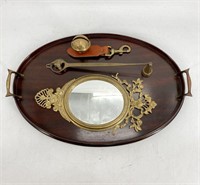 Oval Serving Tray, Gilt Mirror, Candle Snuff, etc