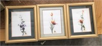 3pc Vietnamese Cross Stitch Framed Flowers